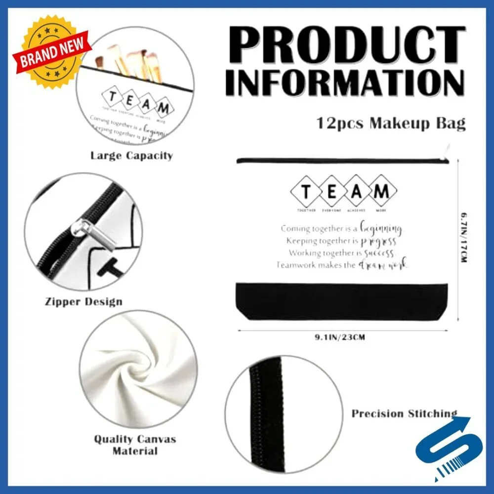 Team Appreciation Canvas Tote Bags Bulk Set Motivational Gift Polyester Cotton
